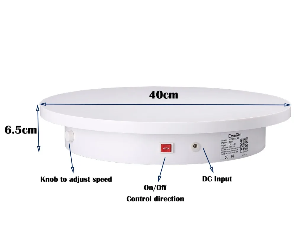NT400KL40 электрическая фотография поворотный стол 40 см 15.7in ручка управления скоростью, 360 градусов продукт съемки, 3D сканирование ComXim