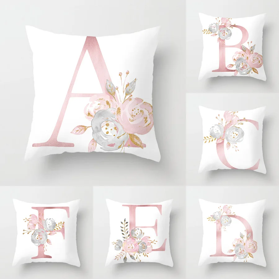 

YWZN 26 Letters Cushion Cover Letters English Alphabet Throw Pillow Case Polyester Home Decorative Pillowcase Cushion Cover