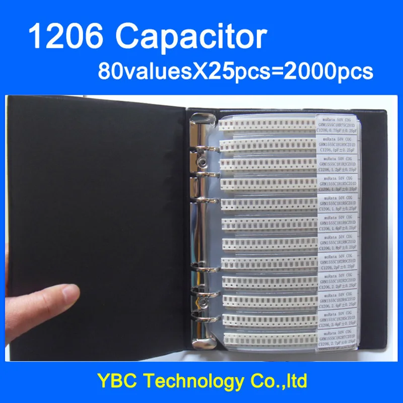 Бесплатная доставка 1206 SMD конденсатор книга для образцов 80 valuesx25 шт. = 2000 0 5 пФ ~ мкФ