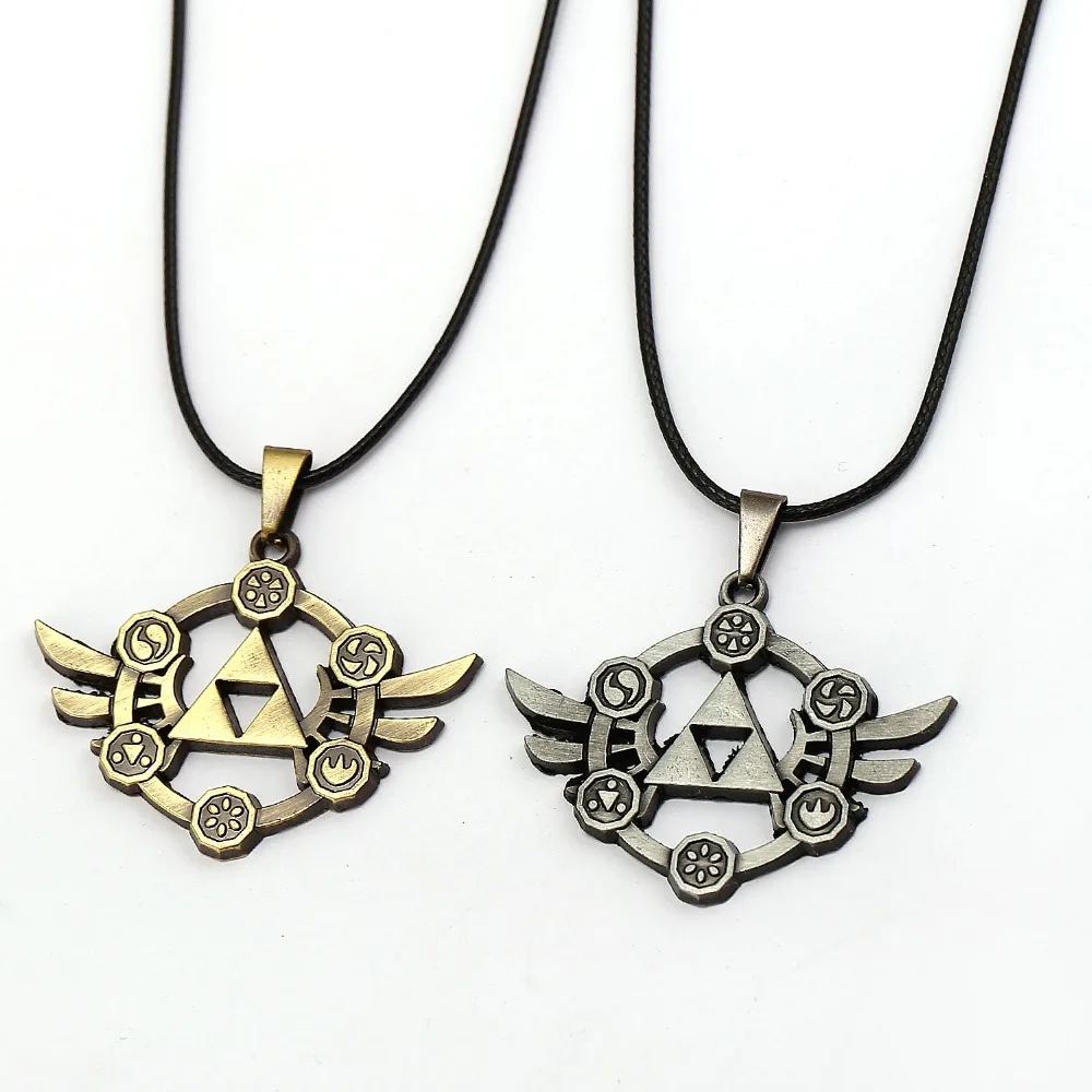 

Game The Legend of Zelda Necklace Wings Holy Triangle 2 Colors Metal Pendant Christmas Gift Man Jewelry Choker Collar Accessory
