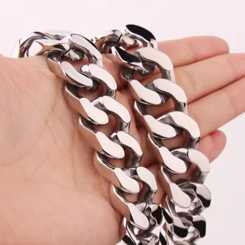 

7.5"-40"New Heavy 316L Stainless Steel Silver Color Cuban Curb Link Chain Cool Men's Boys Bracelet Bangle Or Necklace 20mm Width