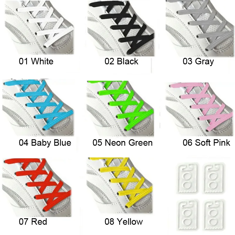 JUP12 Pairs Lazy Elastic Flat Lace Lock comfortable Shoes Lace Sneakers Elastic Lanyard Safety Children's Elastic Adult Children