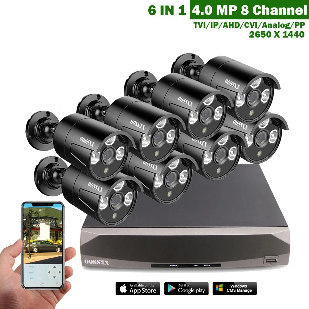 OOSSXX 8CH DVR 4.0MP HDMI CCTV Системы видео Регистраторы 8 шт. 2650*1440 безопасности