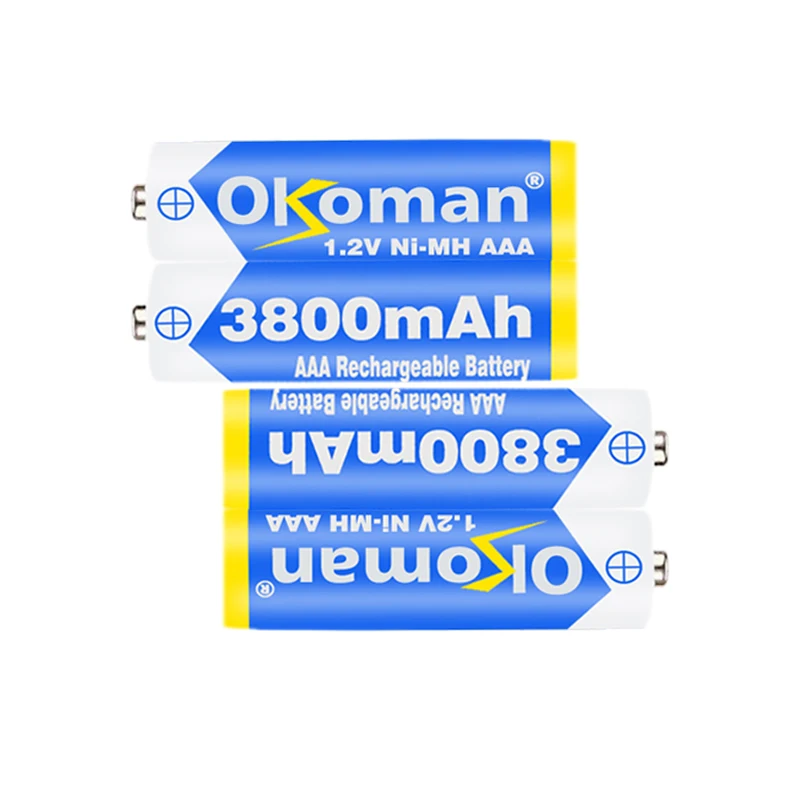 Okoman Новая батарея AAA 3800 mAh перезаряжаемая Ni MH 1 2 V для часов мышей вычислений