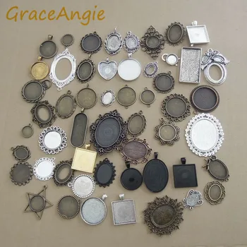 

GraceAngie 20pcs Mixed Ancient Silver Color Zinc Alloy Base Accessories DIY Jewelry For Stone Brooch Ornament Pocket Watch Photo