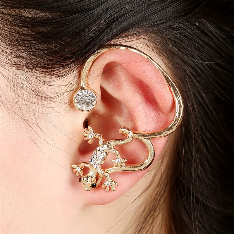 2016 Steampunk Ear Cuff Jewelry Gold Plated Full Rhinestone Crystal