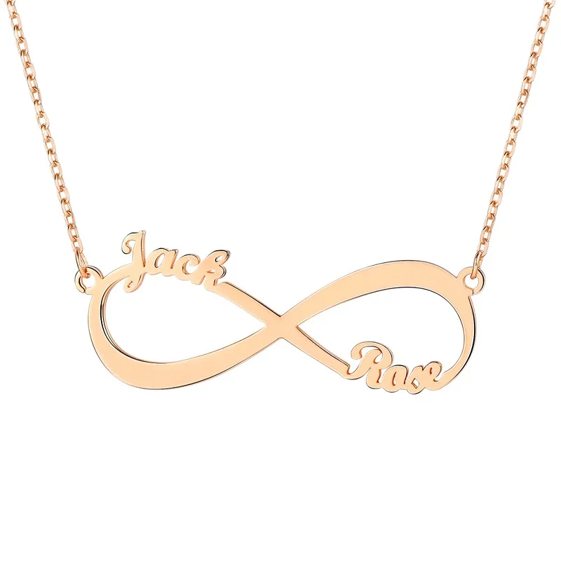U7 Infinity Endless Love Necklace Personalized Women Necklace Custom Two Name 925 Sterling Silver Necklaces Gift for Her SC166 - Окраска металла: Rose Gold Color