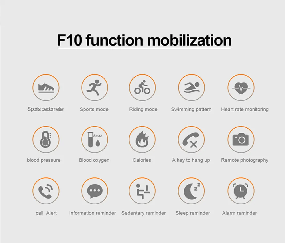 F10 умный цветной экран фитнес-трекер умный Браслет IP67 водонепроницаемый пульт дистанционного управления спортивный браслет для Android iOS