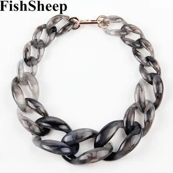 

FishSheep Big Acrylic Choker Necklace For Women Plastic Maxi Plastic Chunky Chain Link Long Collar Necklaces & Pendants Jewelry