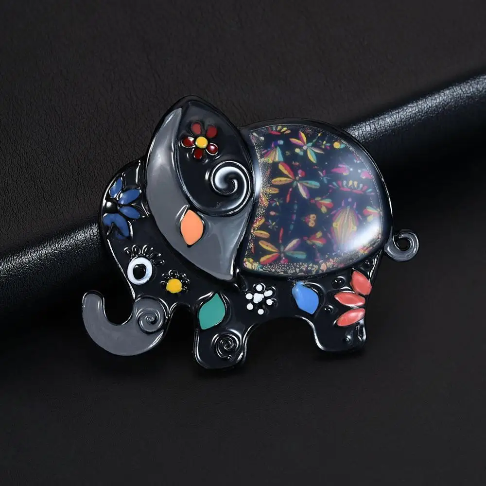 Charming Vintage Gray Enamel Elephant Brooch and Pins for Mother Gift Cute Animal Metal Brooch Jewelry Pin Party Wedding Broach