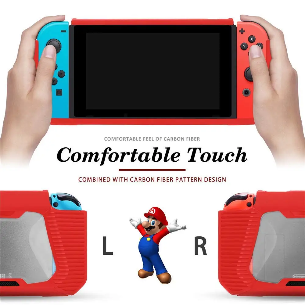 Резиновый защитный чехол для nintendo Switch Совместимый Чехол с закаленным стеклом