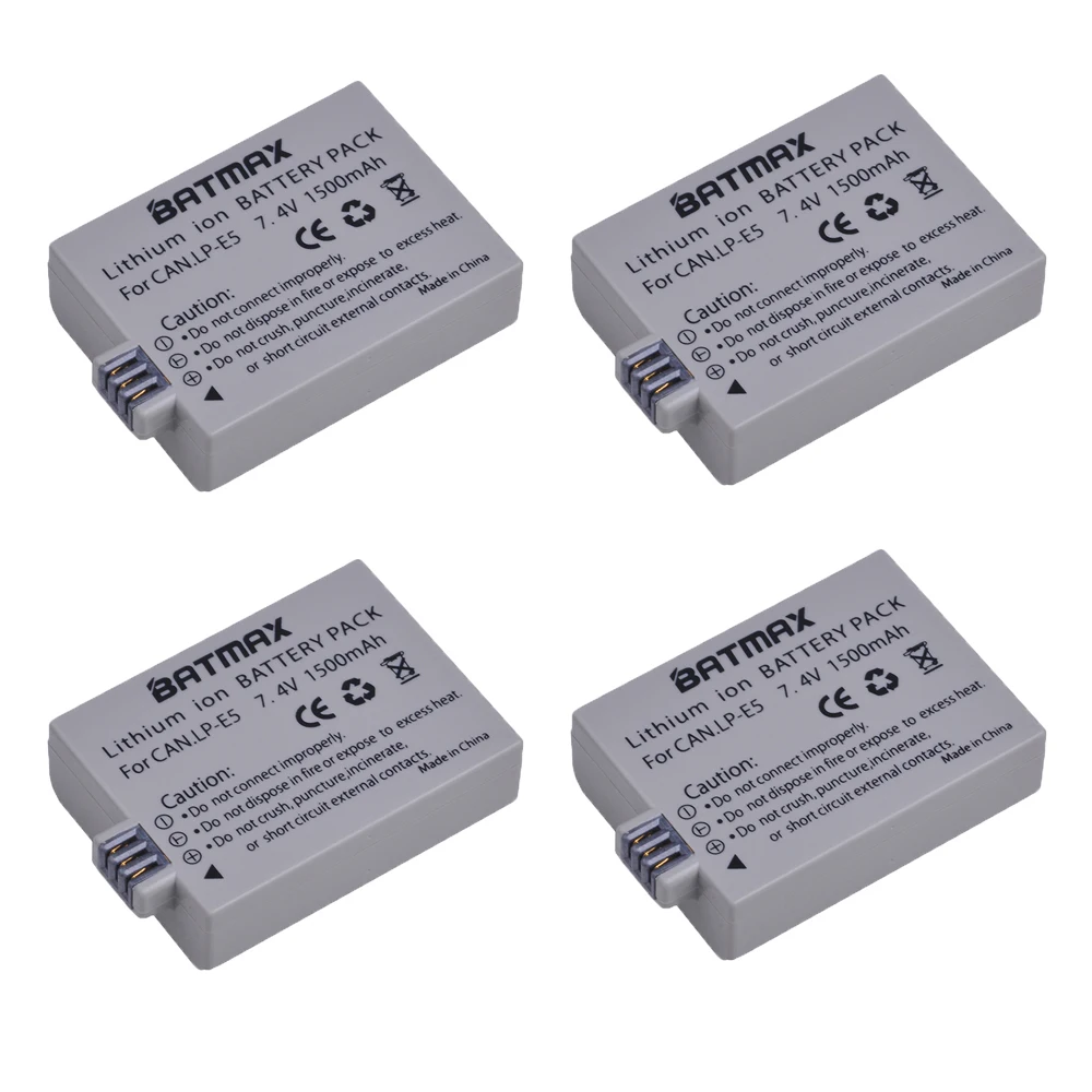 Batmax 4pc LP E5 Camera Battery LPE5 LP E5 Batteries for Canon EOS 450D