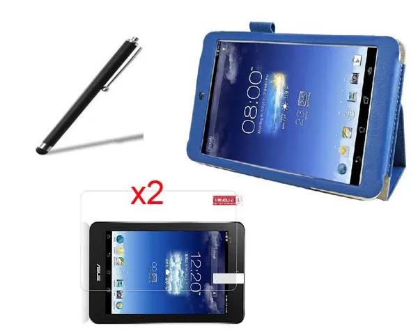 

Slim Litchi Flip Stand Leather Skin Cover Funda Case + 2x Clear Film + Pen For ASUS MeMOPad MeMO Pad HD7 ME173X ME173 K00B K00U