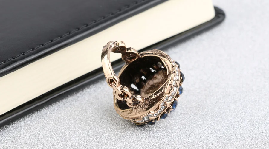 Kinel Hot Luxury Big Natural Stone Ring Vintage Crystal Antique Rings For Women Gold Color Party Christmas Gift Turkish Jewelry