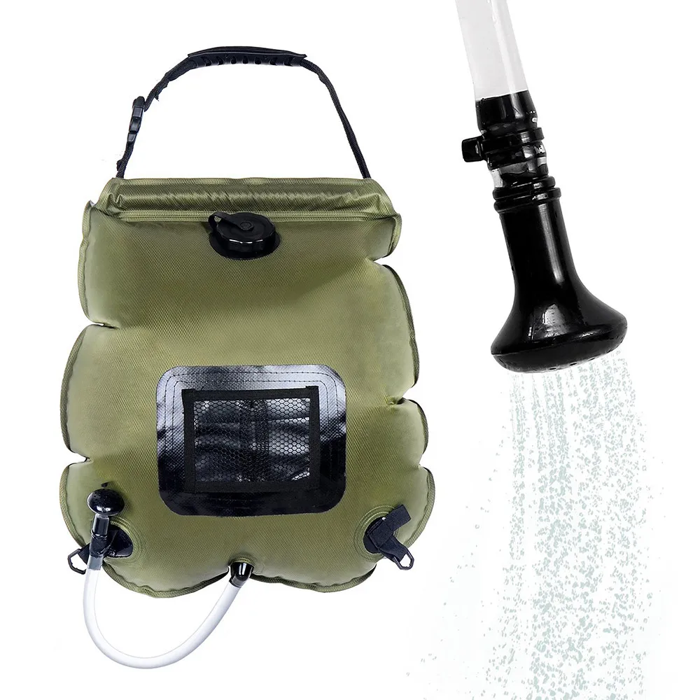 

practical 20L Solar Heating Premium Camping Shower Bag Hot Water 45C Removable Hose on/off Switchable Shower strong durable