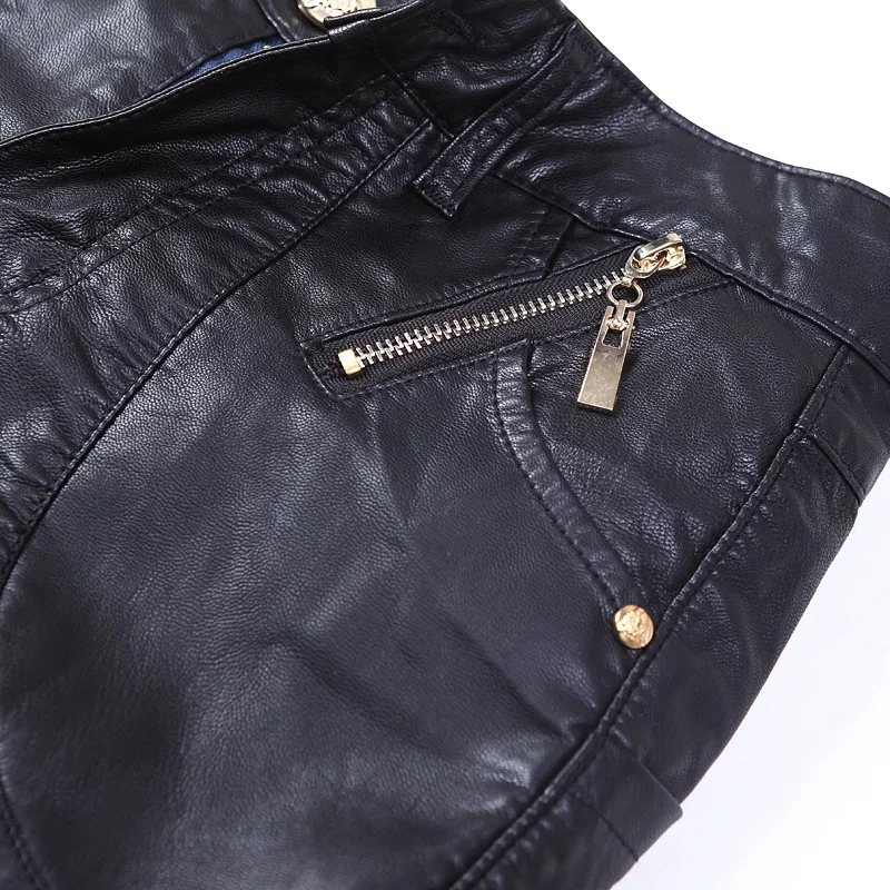 Модные мужские джинсы, обтягивающие кожаные мотоциклетные прямые брюки, размер 28-38, A102