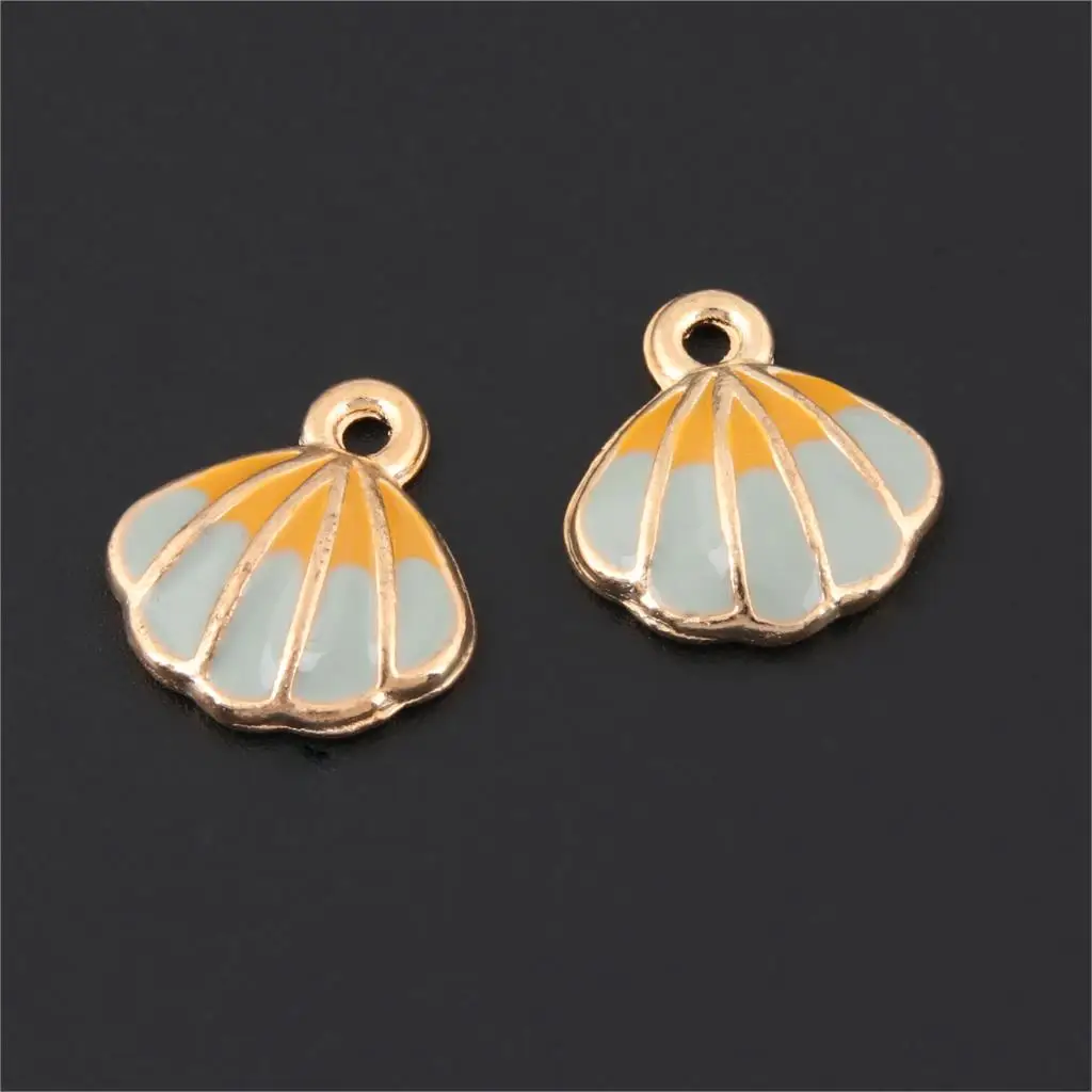 

5Pcs Antique Sliver Lovely Enamel Nautical Shell Charm Sea Beach Pendant Finding Earrings Necklaces Jewelry 17X16mm A3164