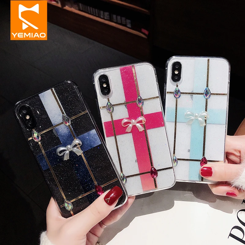 Роскошный прозрачный блестящий чехол для телефона iPhone 8 7 Plus 6 6S с бантом и
