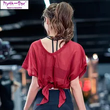 Женские рубашки для йоги, для девушек, для бега, свободные, бандажный пуловер, тонкая, для фитнеса, Спортивная футболка, для женщин, быстросохнущие топы, для спортзала, тренировки, блузка