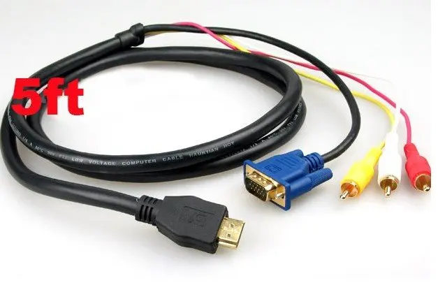 100pcs/lot 5' 5FT HDMI to VGA 3 RGB Cable AV Adapter Cable For Xbox 360 PSX _ - AliExpress Mobile