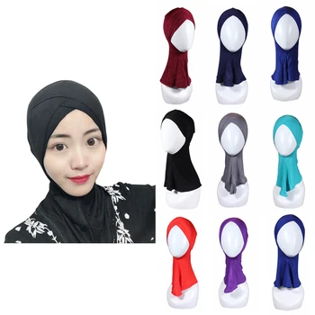 

New Modal Female Hijab Scarf Islamic Clothing Musulim Headscarf Four-layer Cross Jersey Hijabs Turbantes Women For Turban Caps
