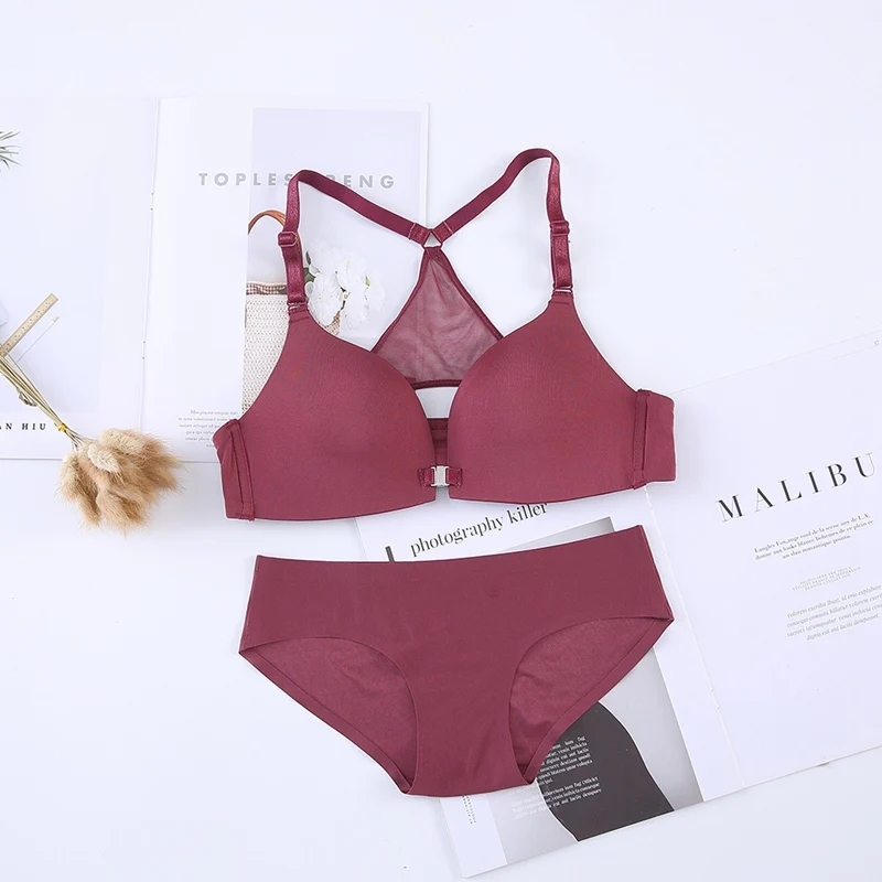

Sexy Lace Mesh Bra Set Summer Front Closure Push Up Bras Lingerie Beauty Back Bra