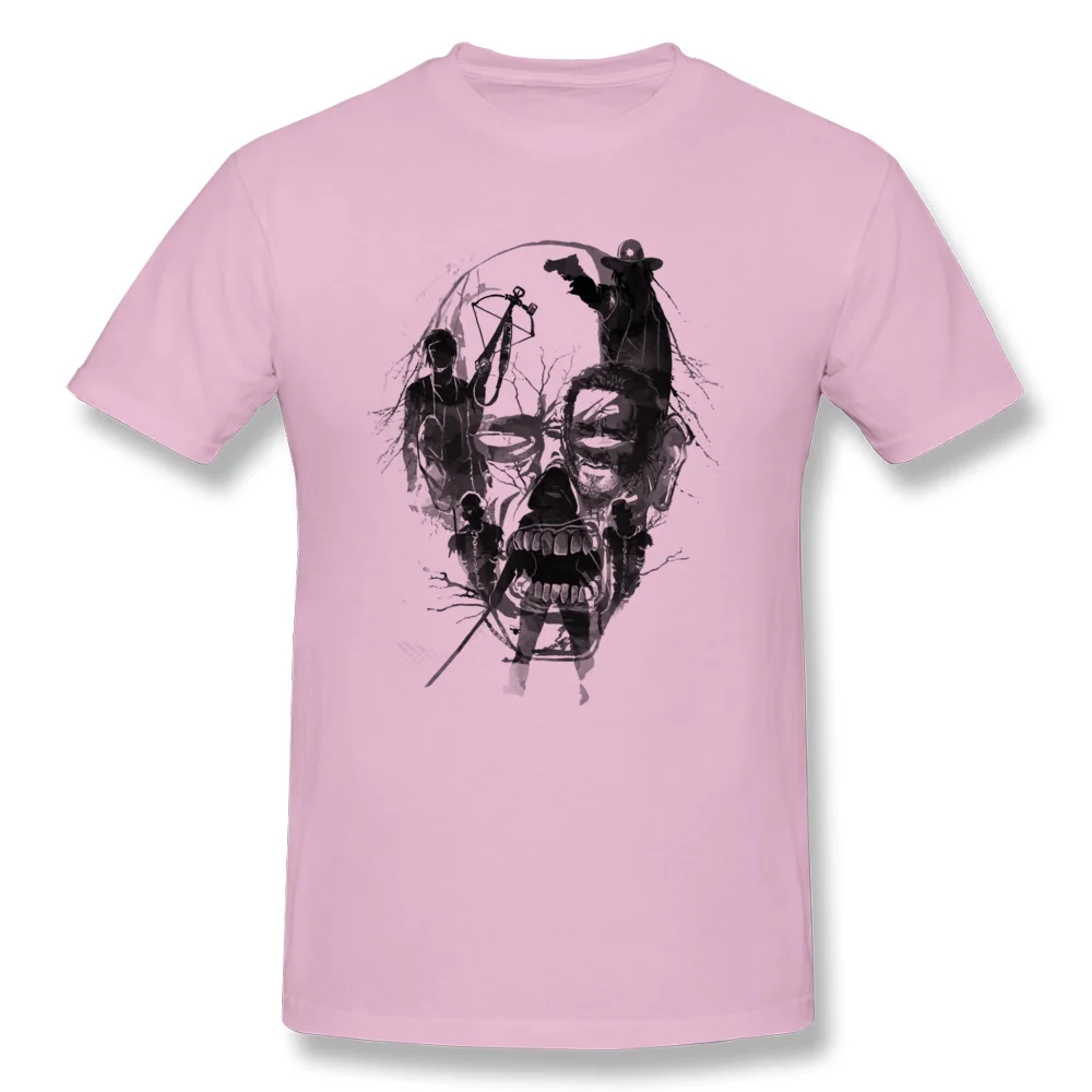 PrintClassic Short Sleeve T Shirt Summer Funny O-Neck 100% Cotton Tee-Shirts Men T Shirts Dead Walker  Top Quality Dead Walker pink