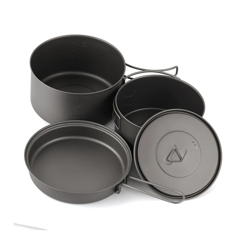 

TOAKS Cookware Set Portable Titanium Cookware Three-piece Outdoor Camping Hiking Pots 1300ml+900ml Frying Pan