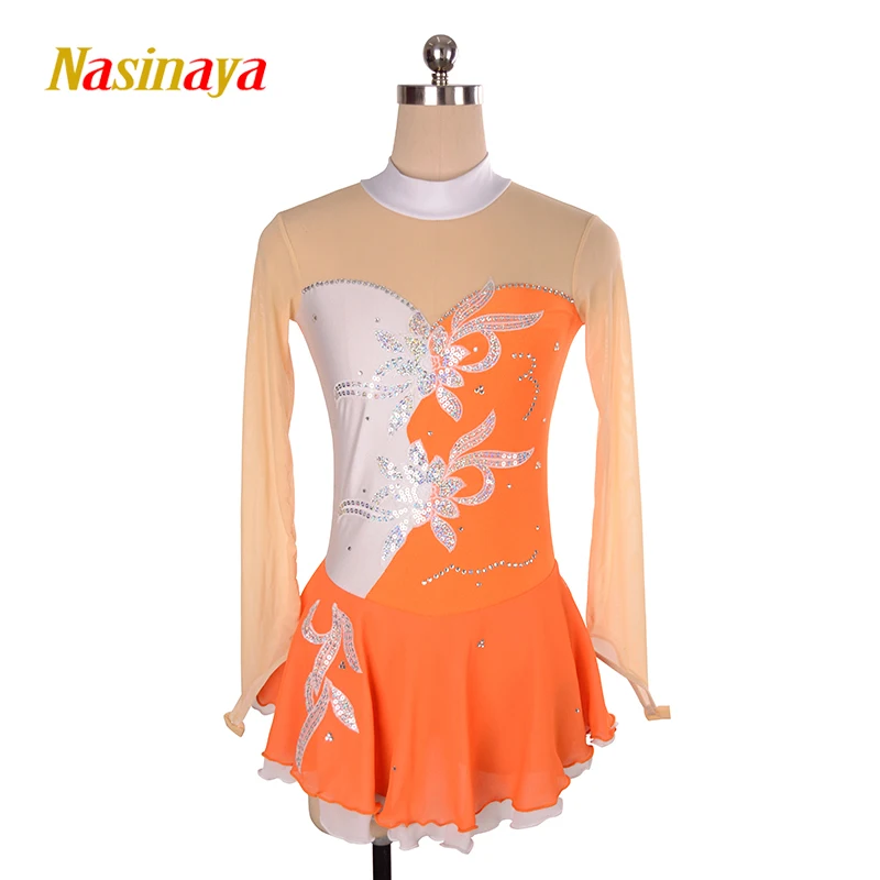 Nasinaya Figure Skating Competition Women's Children's Rhythmic Gymnastics Performance Long Sleeve Skirt Dress Hot