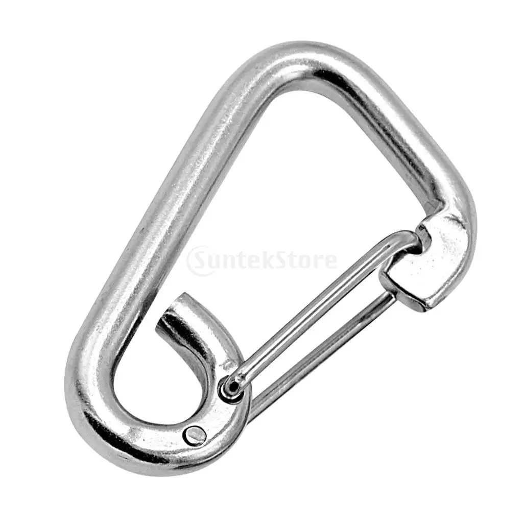 304 Stainless Steel Spring Hook Carabiner Clip Keychain 60mm 80mm 100mm Camping Hiking Outdoor