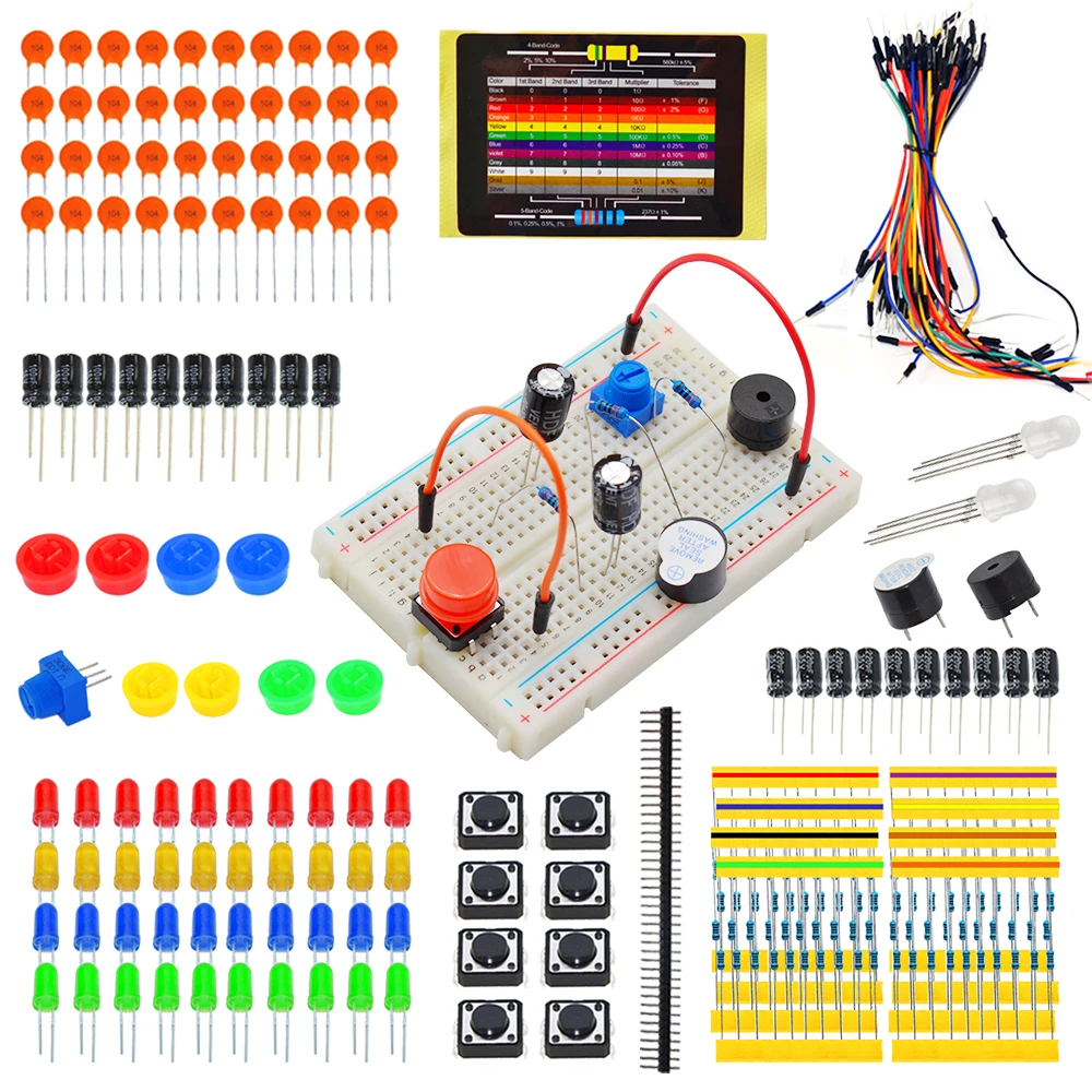 Generalduty самодельный Набор для начинающих электронных частей для Arduino W/светодиодный/перемычка провода/Макет+ белая коробка+ 11 проектов(онлайн