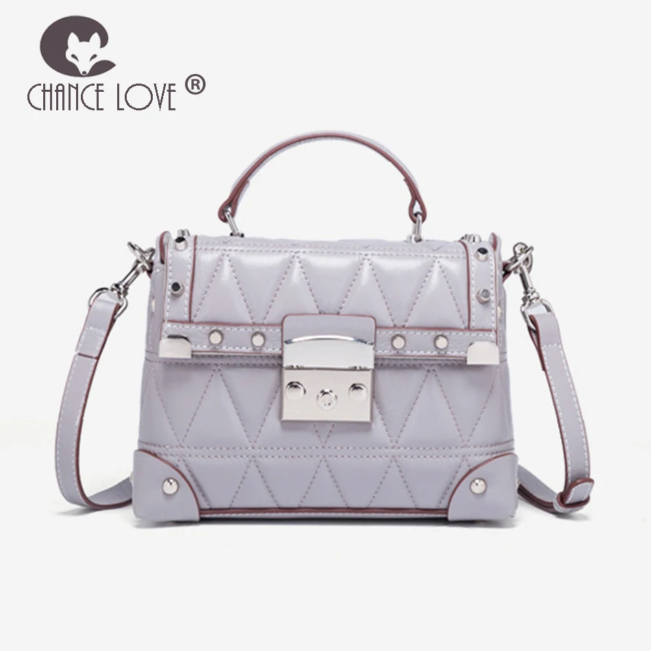 

Chance Love bags for women 2018 Cow Leather handbag Messenger shoulder bag Lingge simple wild lock small square women's handbags