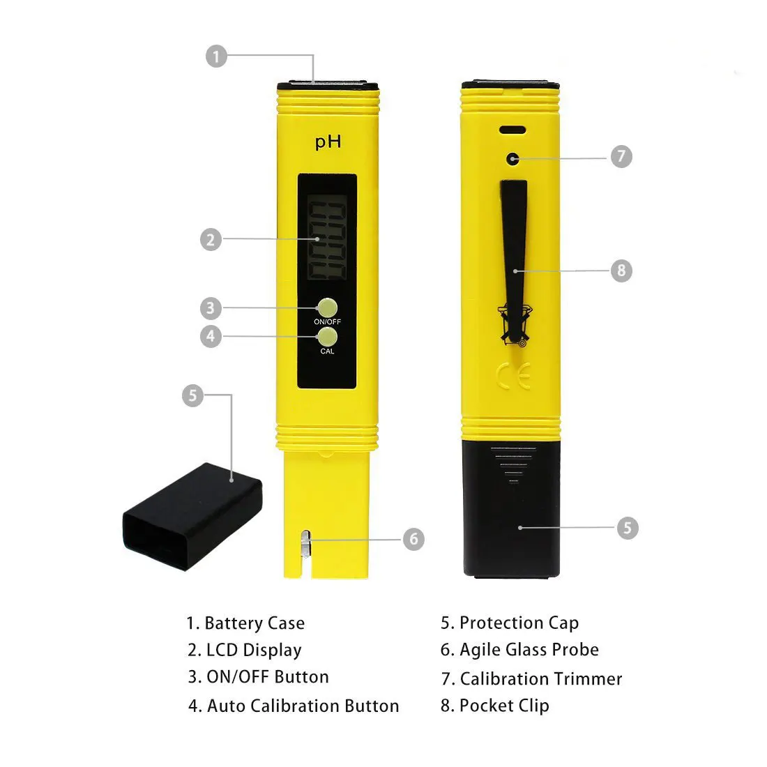 

New Protable LCD Digital PH Meter Pen of Tester Accuracy 0.1 Aquarium Pool Water Wine Urine Automatic Calibration