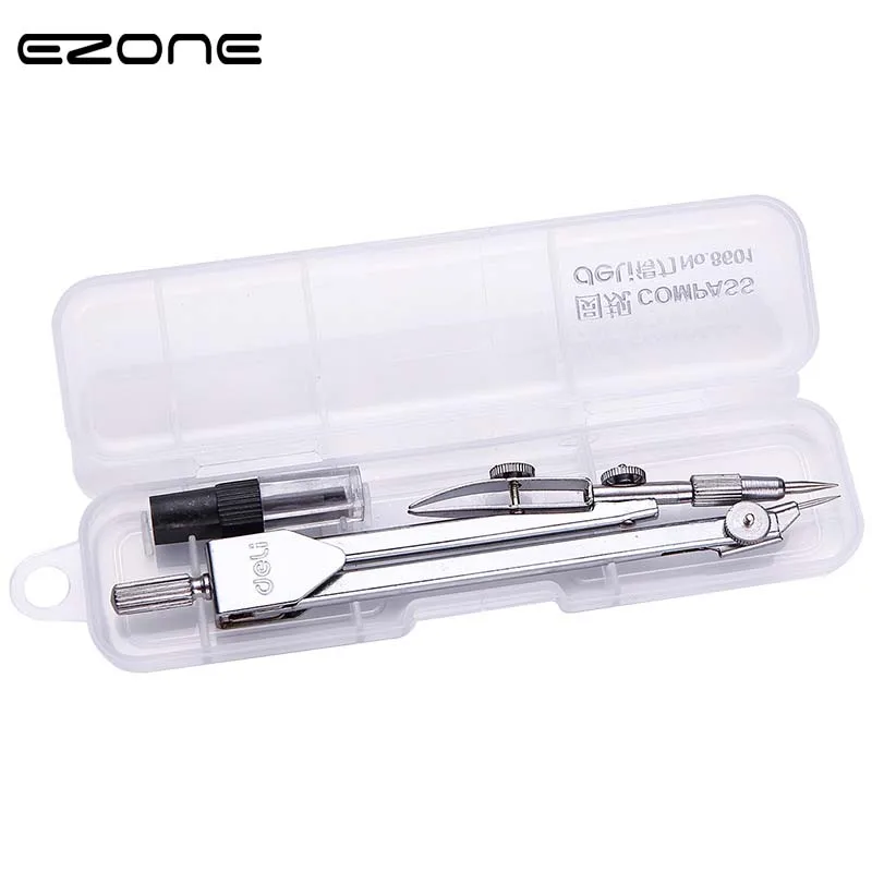 

EZONE Metal Drawing Compass Students Stationery Compass With Replaceable Pencil Lead Stainless Steel Math Geometry Drawing Tool