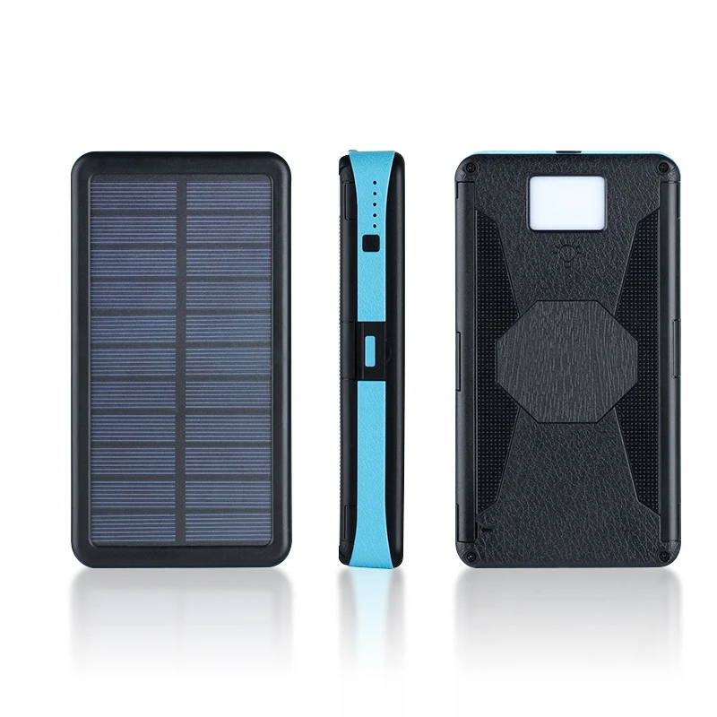 Portable 20000mAh Solar Power Bank 2 USB LED light External Backup Waterproof Battery Solar Charger Powerbank for iPhone Xiaomi