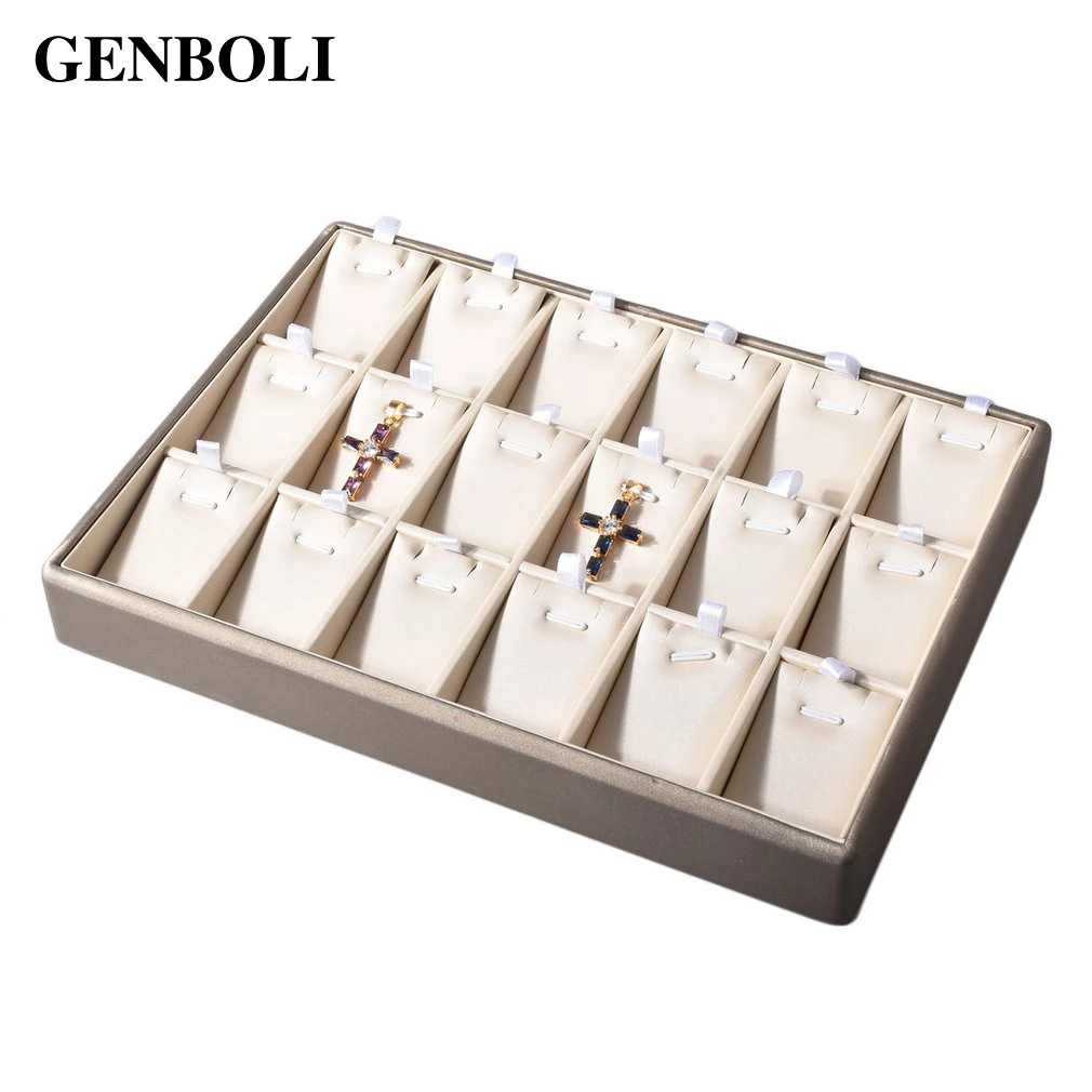 

18 Grids Leather Pendant Jewelry Display Box Jewelry Boxes Ring Showcase Box Earring Display Stand Jewelry Accessory Luxury Gift