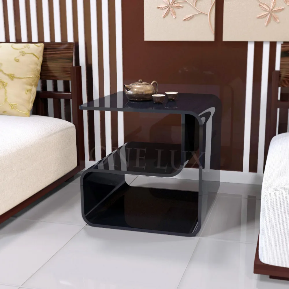 ONE LUX Waterfall Acrylic Lucite Lounge Sofa Table, Waiting room/Magazine/Side/Coffee/Corner tables