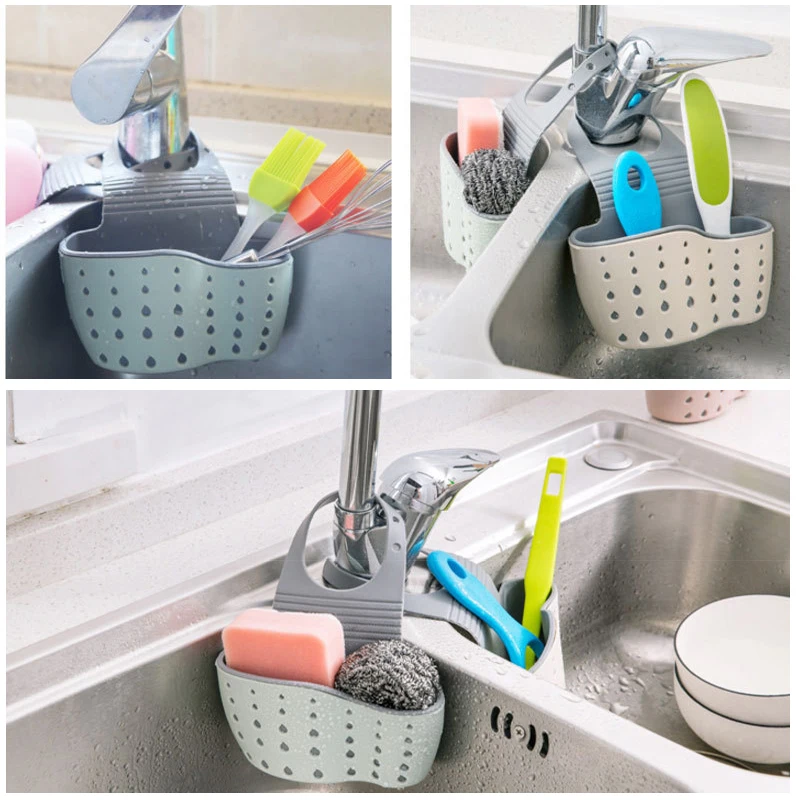 

Kitchen Hanging Draining Rack Sink Sponge Holder Bathroom Storage Shelf Sink Holder Drain Basket Bathroom Accessories Basket