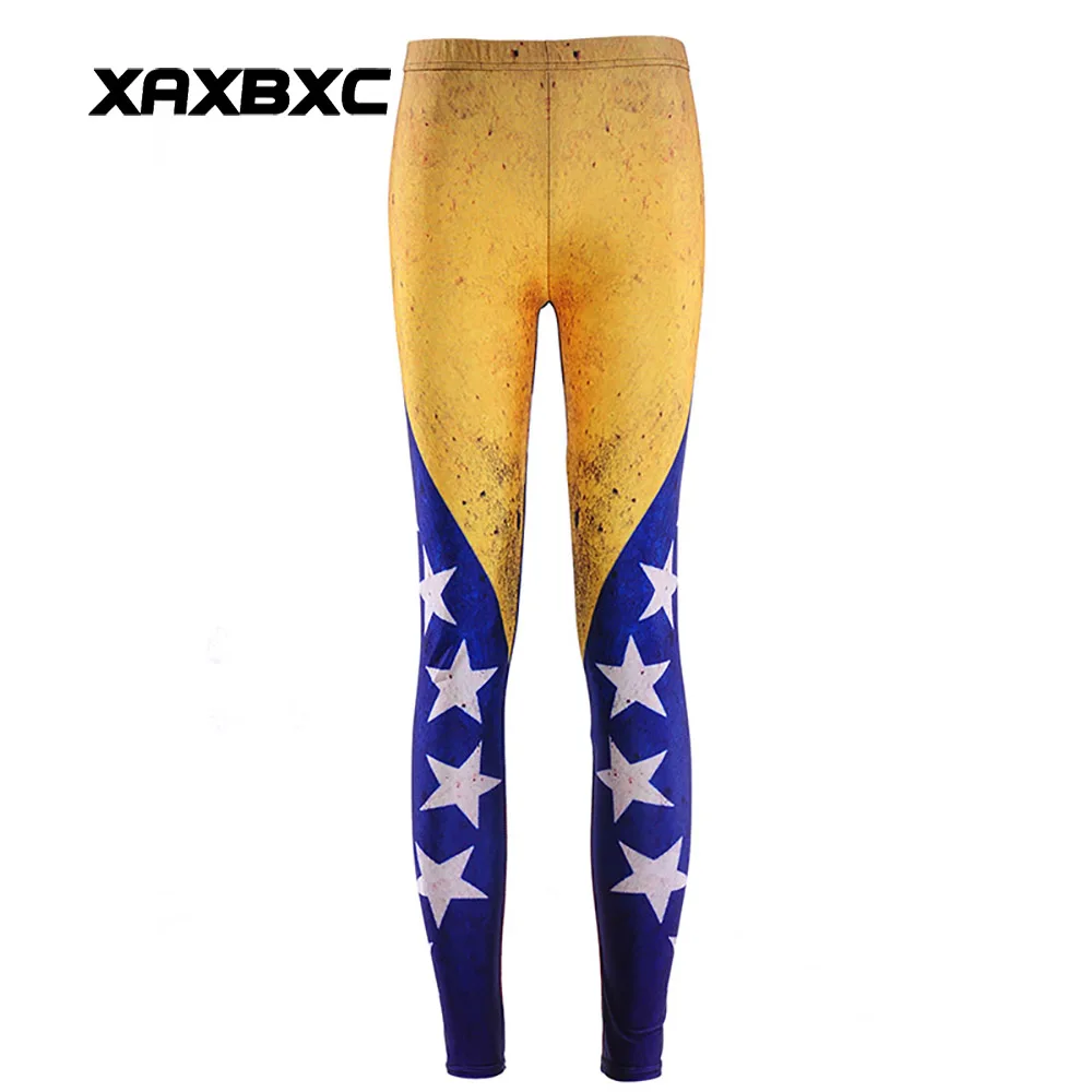 

New 3190 Sexy Girl Pencil Pants Stars and Stripes Venezuela Flag Printed Elastic Slim Fitness Workout Women Leggings Plus Size