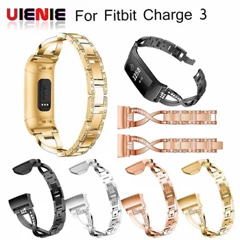 

Watch Band For Fitbit Charge 4 Replacement Stainless Steel Metal Bracelet Adjustable Bands with Diamond Rhinestone for charge 3