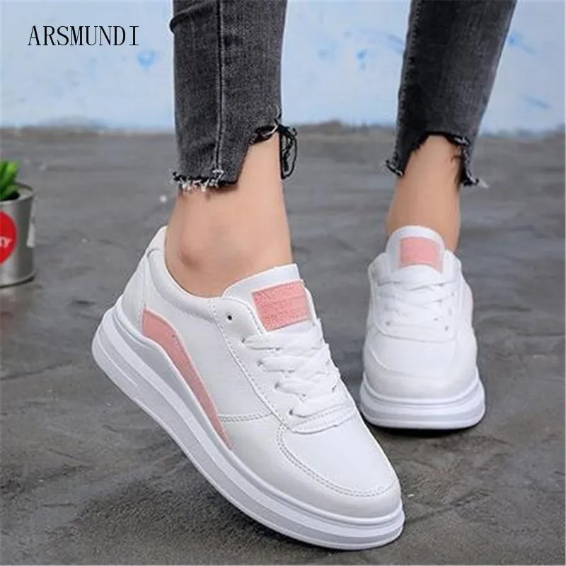 

ARSMUNDI 2018 Spring New Designer Wedges White Shoes Female Platform Sneakers Women Tenis Feminino Casual Female Shoes L555
