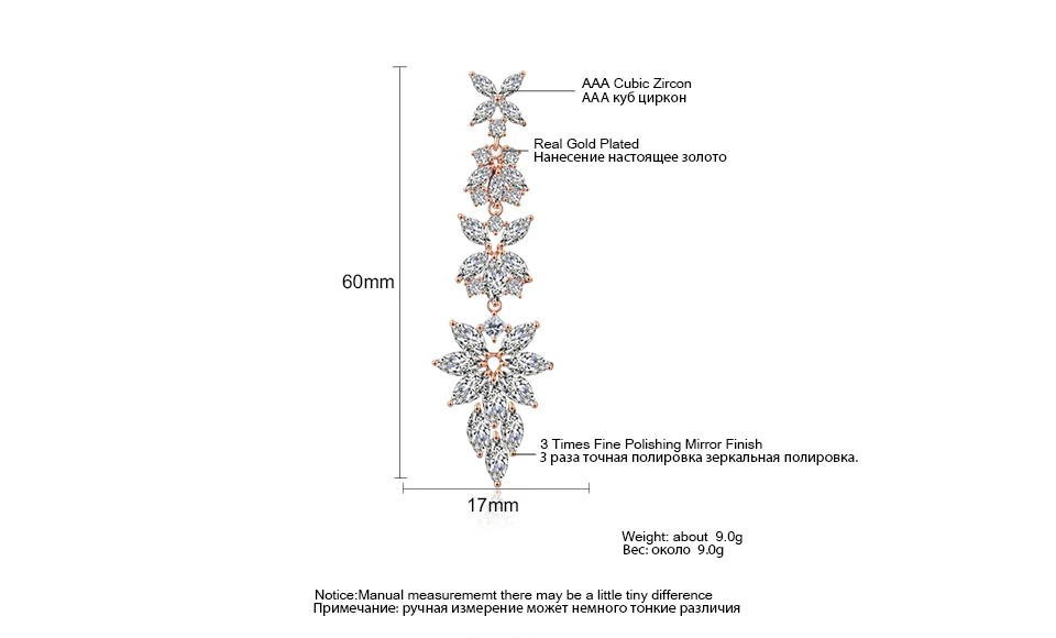 ZAKOL модные серьги-капли с кубическим цирконием в виде длинных листьев для женщин, свадебные украшения на свадьбу, годовщину FSEP2219