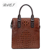 BAQI Men Briefcase Bag Men Handbags Alligator Pattern Cow Leather Man Shoulder Messenger Bag High Quality Computer Business Bag wmnuo men briefcase bag handbag crocodile pattern cow leather man shoulder messenger bag password lock men computer business bag