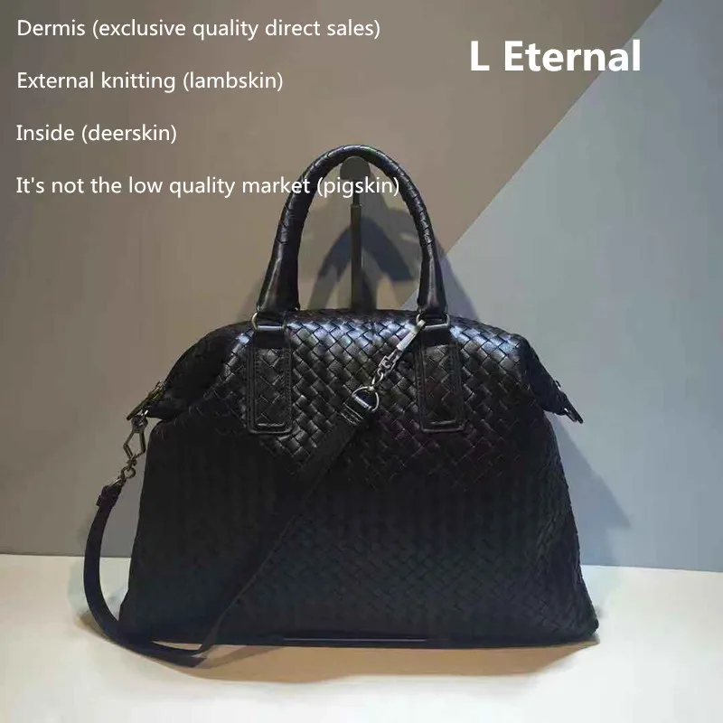 

2019 High-capacity manual Woven bag Woman Head layer Sheepskin Handbag The single shoulder bag Internal and external dermis
