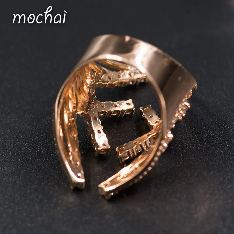 Женское кольцо с фианитом Mocai большие золотые кольца манжеты ZK30|ring jewelry|finger cuffscubic