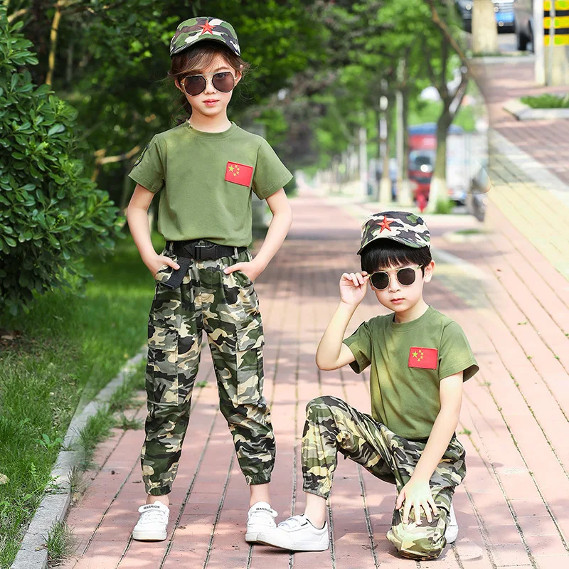 Boys Kids T-Shirt Short Set Camo Army Camouflage Summer 