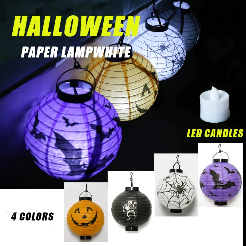 

Halloween jack-o-lantern hanging jack-o-lantern mall restaurant school decorated Paper lanterns LEDcandle bright