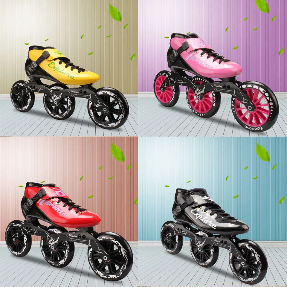 JEERKOOL профессиональные встроенные Скорость коньки роликовые углеродного волокна 125 мм на роликах колеса роликовые коньки для детей Для