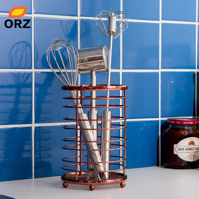 

ORZ Kitchen Storage Organizer Rose Gold Tableware Box Chopsticks Utensil Holder Shelf Storage Tray Basket Desktop Organizer Rack