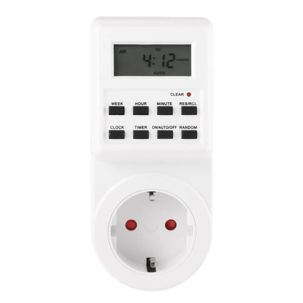 230V Plug in Energy saving Programmable Timer Switch Socket with Clock Summer Time Random